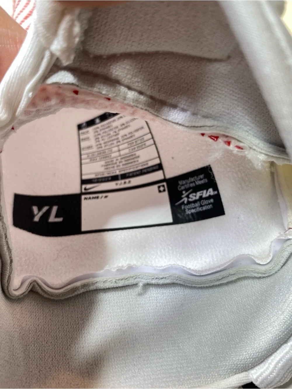 Nike Vapor Jet Youth Football Gloves White Red Size Large L/G/G New With Tags